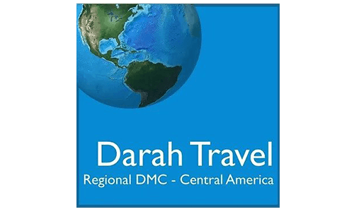 Logo for Darah Travel featuring a globe and the text "Regional DMC - Central America."