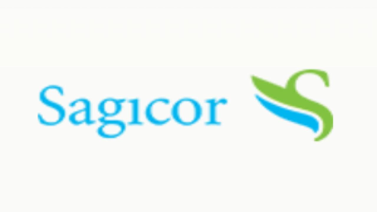 Logo of SagICOR with stylized blue and green elements.