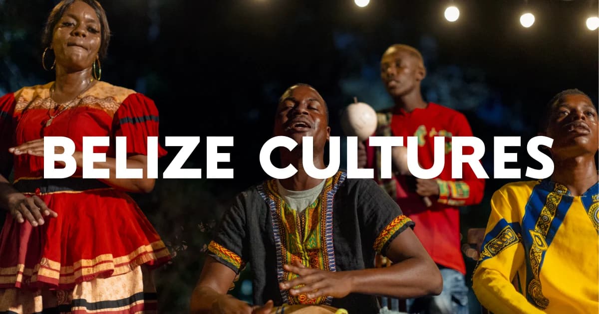 A vibrant celebration of Belizean culture featuring musicians and dancers. A vibrant celebration of Belizean culture featuring musicians and dancers.